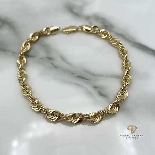 10K 5.5MM Laser Cut Rope Bracelet