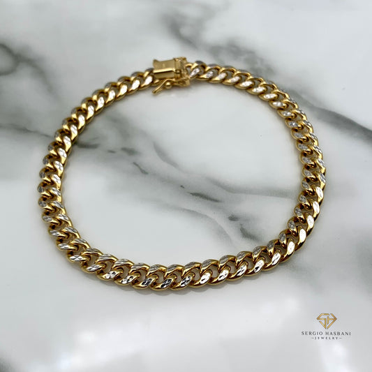 10K 6MM Cuban Link Bracelet 2tone DC