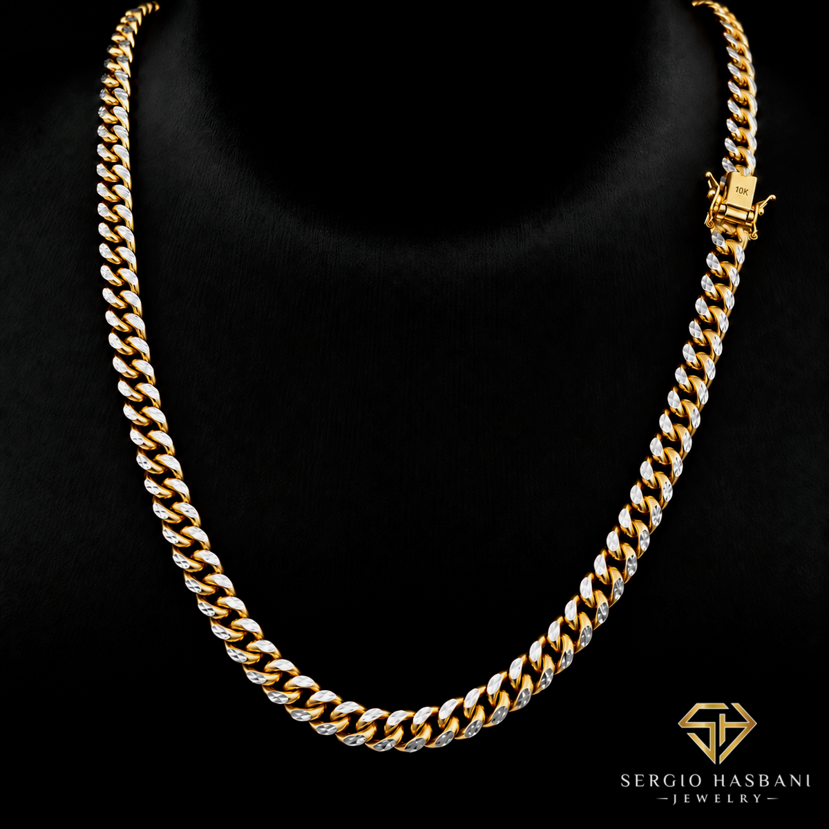 10K 6MM Cuban Link 2Tone Diamond Cut Chain