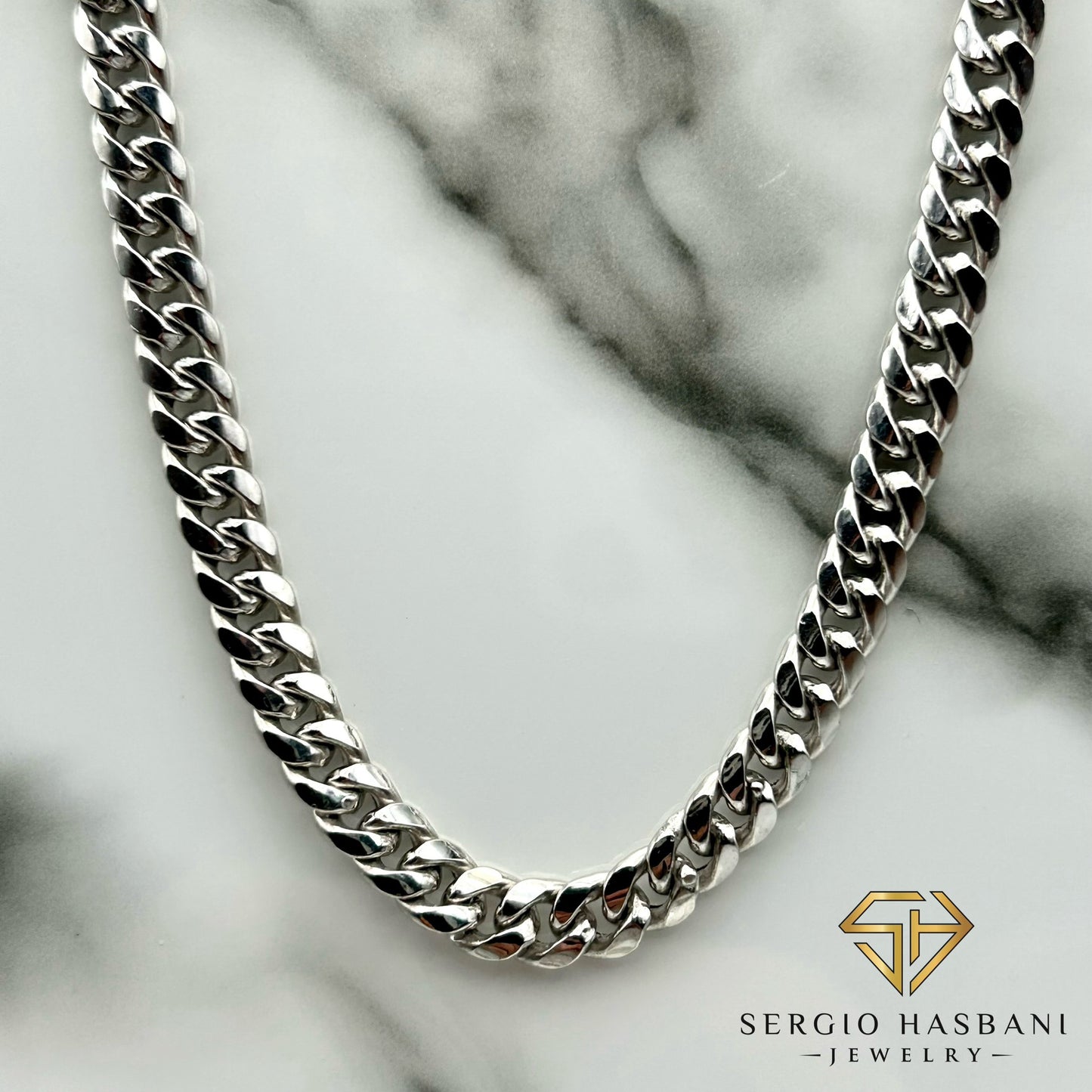 10K 7MM White Cuban Link Chain