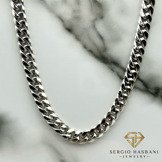 10K 7MM White Cuban Link Chain