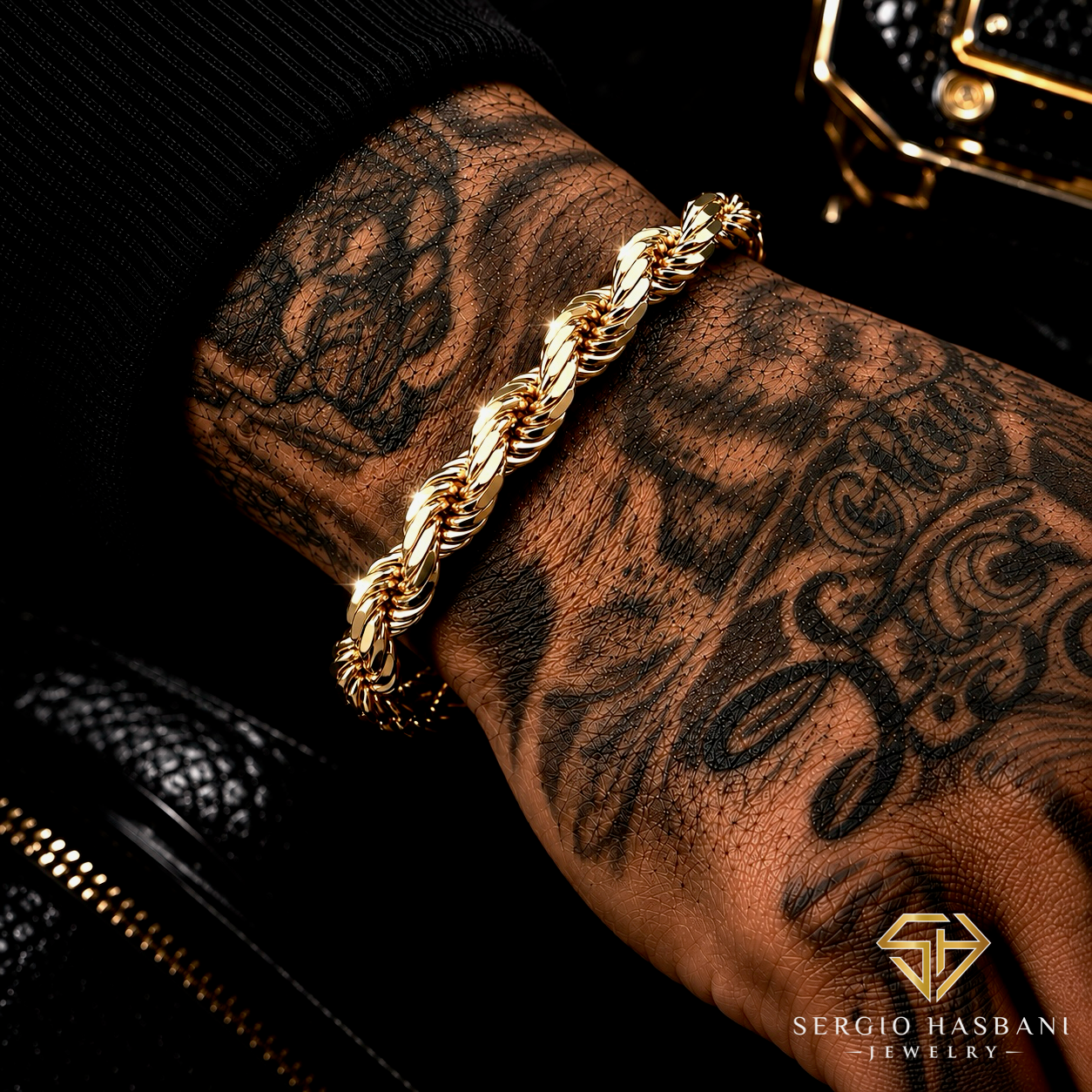 10K 7MM Solid Diamond Cut Rope Bracelet