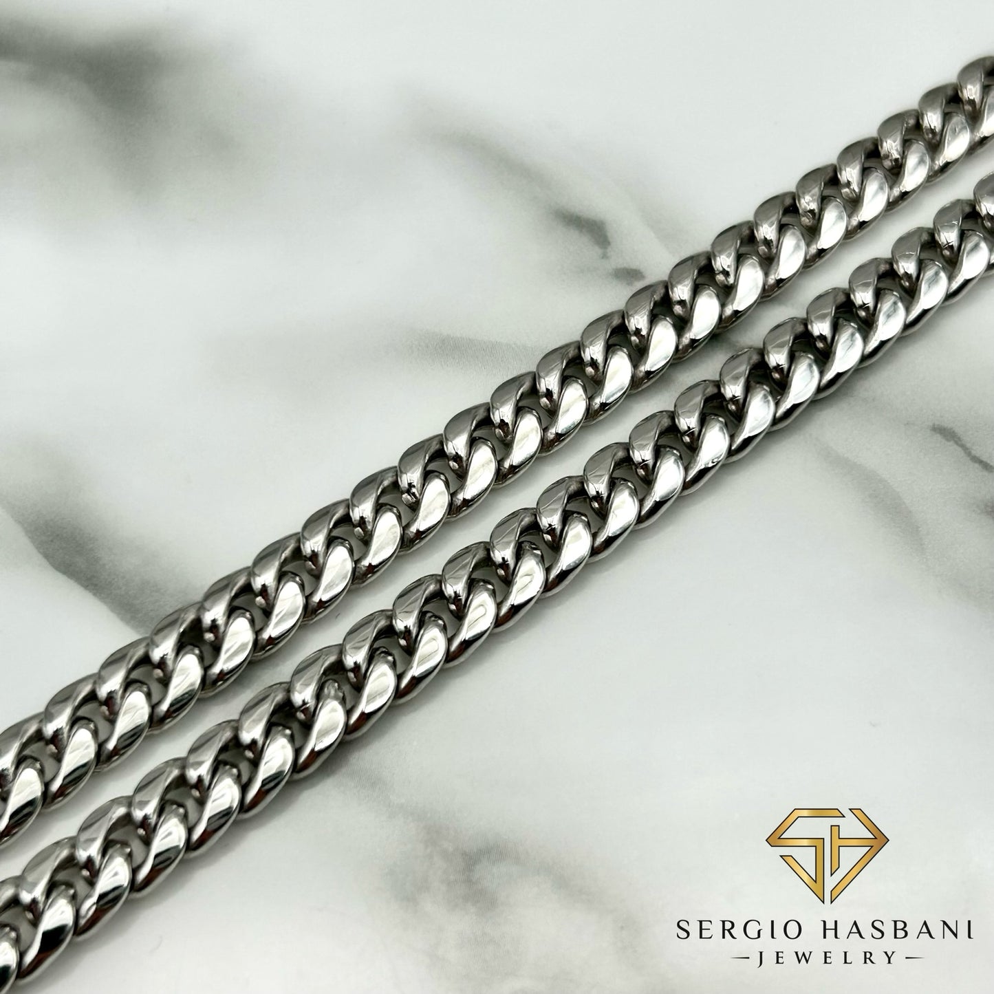 10K 7MM White Cuban Link Chain