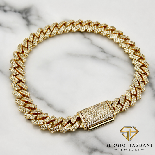 10K 8.2MM Diamond Cuban Link Bracelet