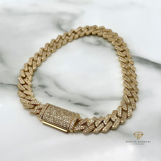 10K 8MM Diamond Cuban Bracelet