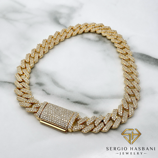 10K 8MM Diamond Cuban Bracelet
