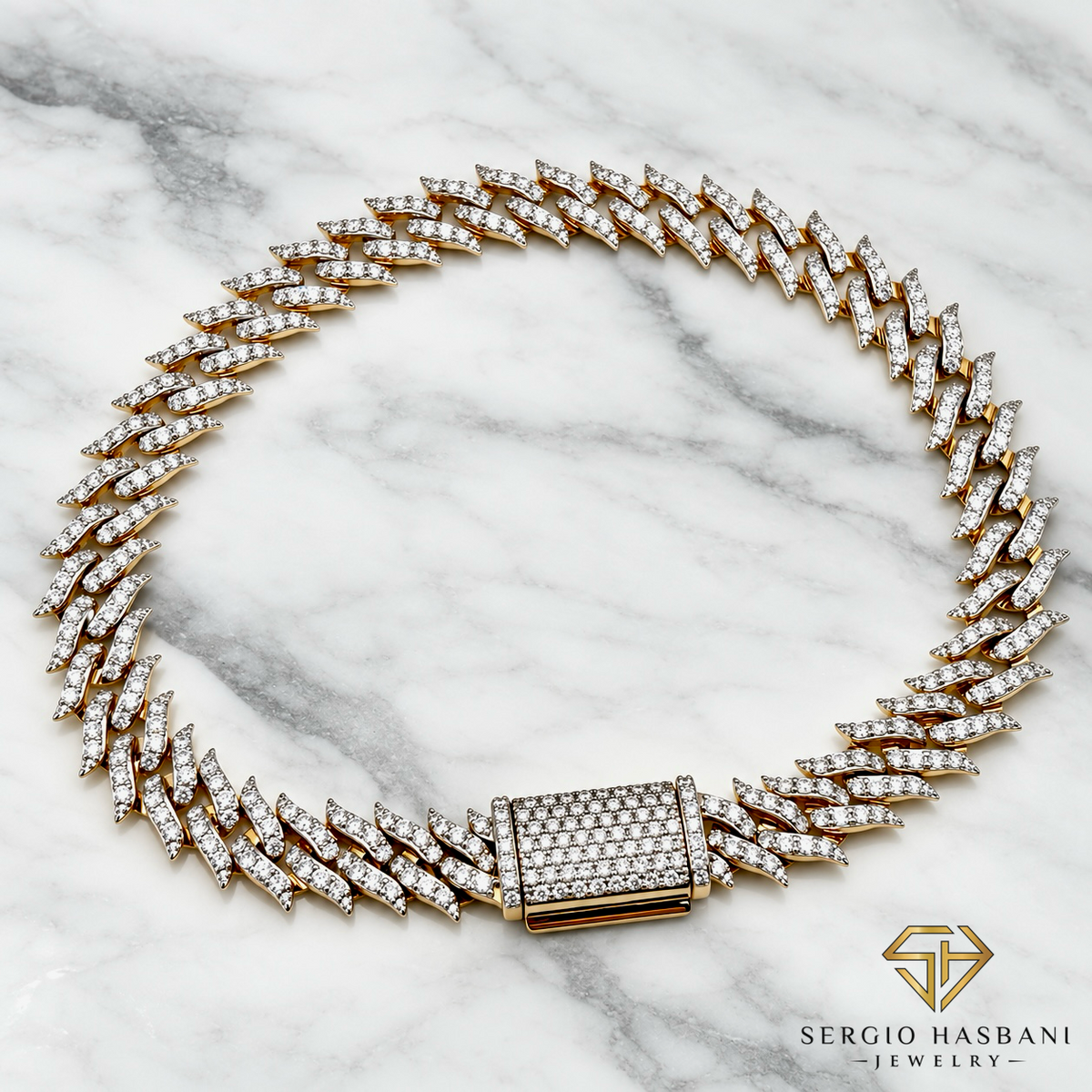 10K 8MM SPYKE VVS Lab Diamond Cuban Link Bracelet