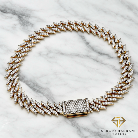 10K 8MM SPYKE VVS Lab Diamond Cuban Link Bracelet