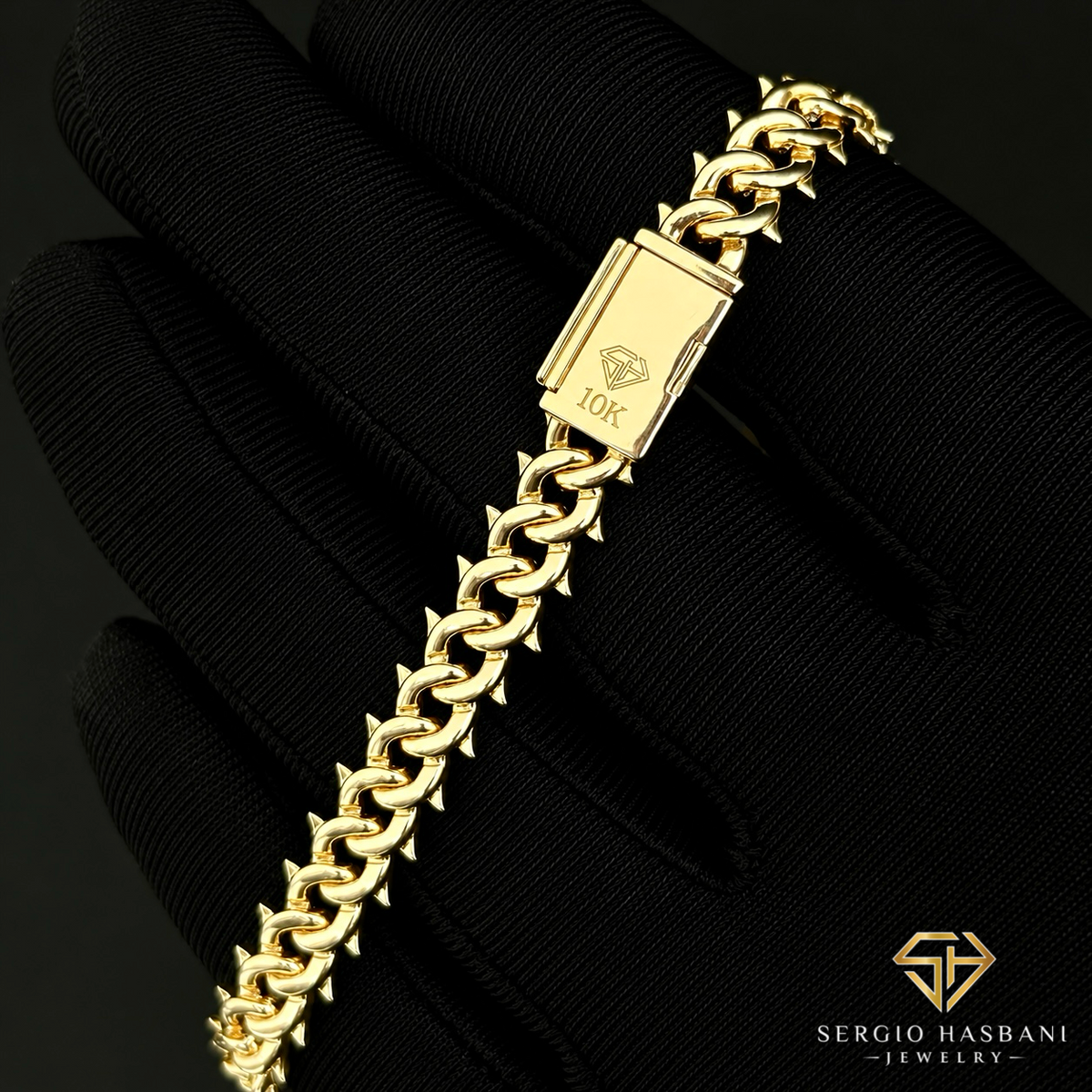 10K 8MM SPYKE VVS Lab Diamond Cuban Link Bracelet