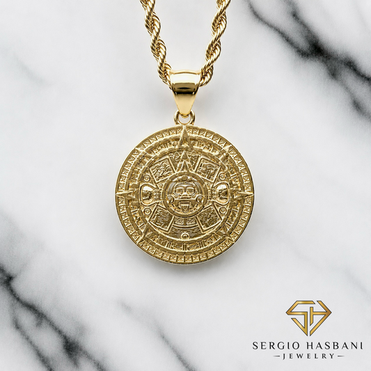 10K AZTEC CALENDAR Pendant