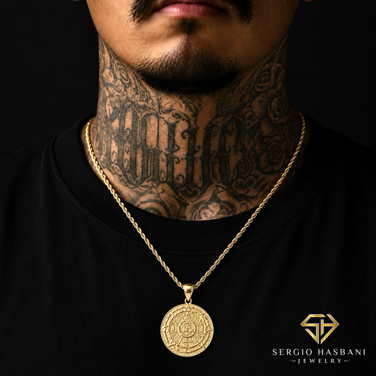 10K AZTEC CALENDAR Pendant