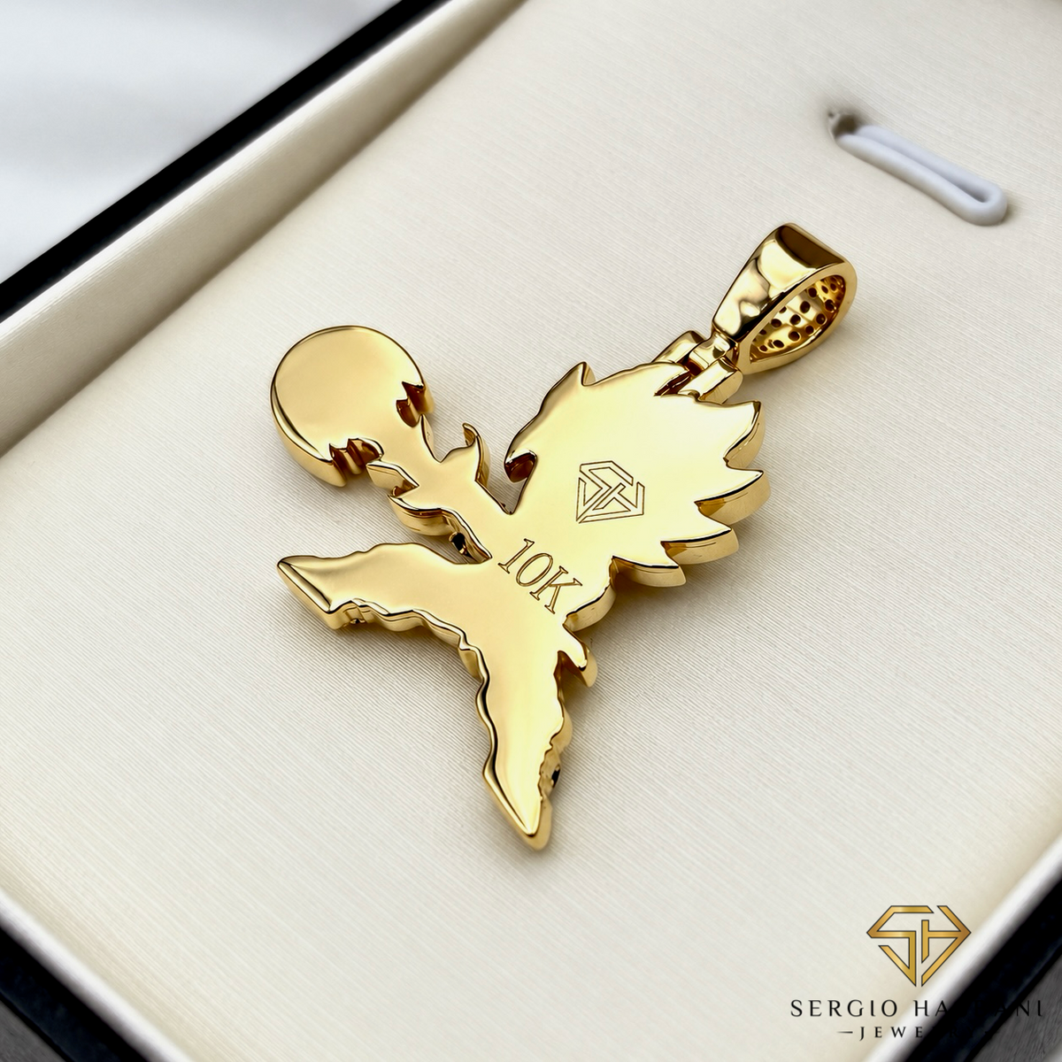 10K BABY G VVS Lab Diamond & Blue Sapphire Pendant