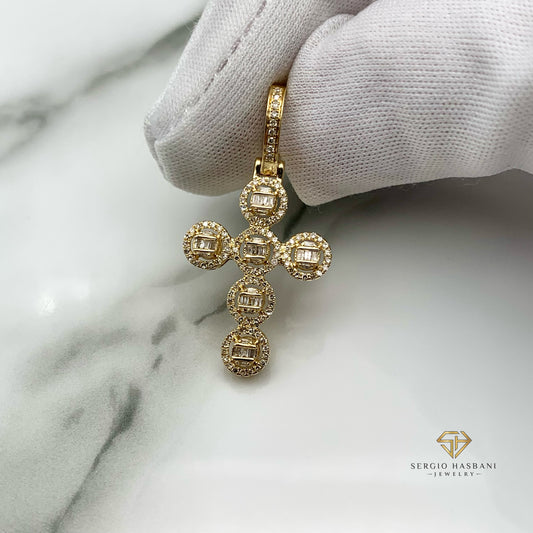 10K BAGUETTE CROSS Diamond Pendant