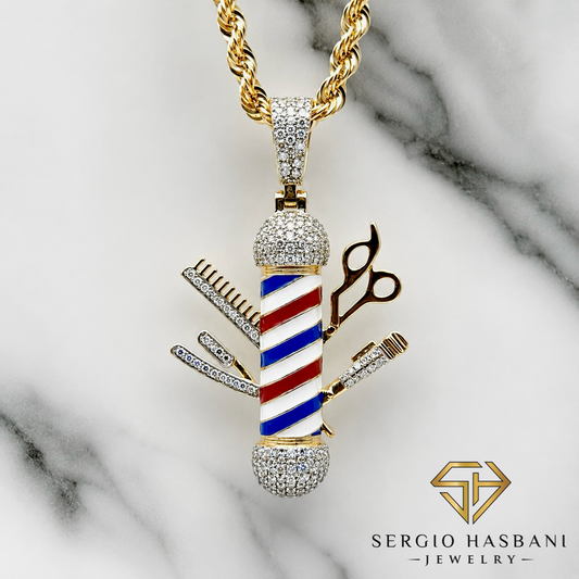 10K BARBER2 Diamond Pendant