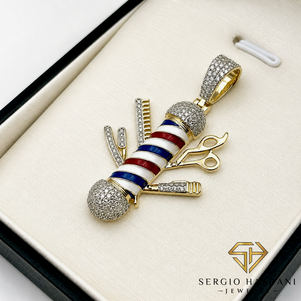 10K BARBER2 Diamond Pendant