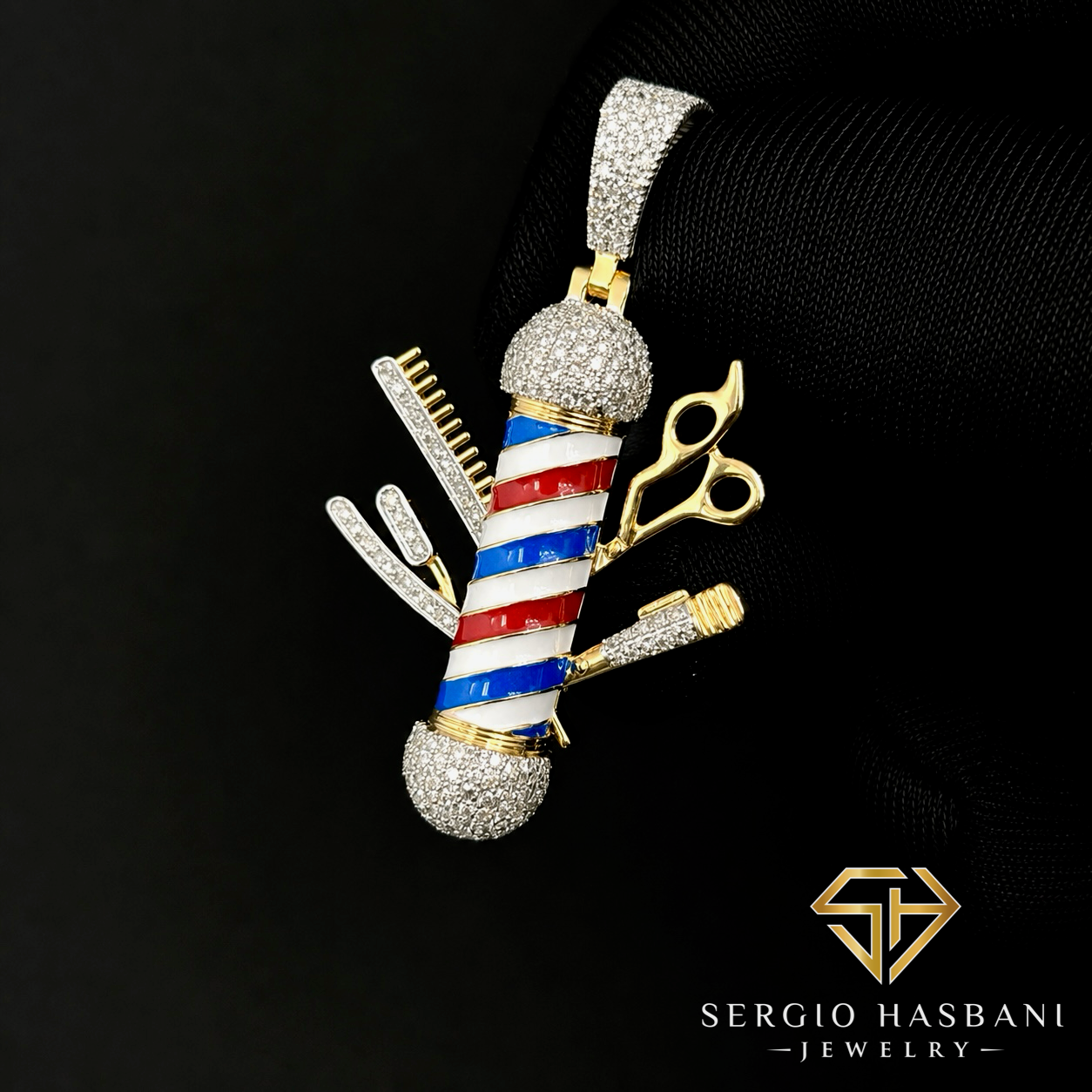 10K BARBER2 Diamond Pendant