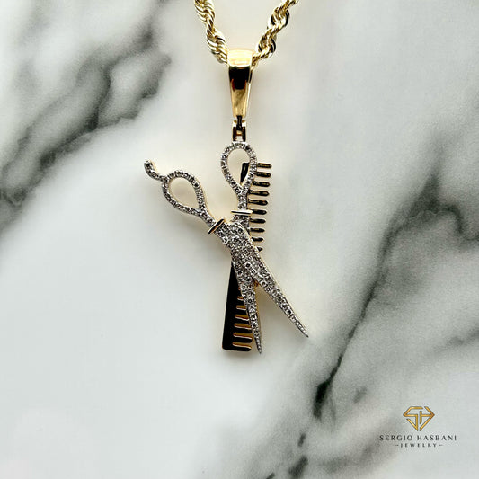 10K BARBER Diamond Pendant