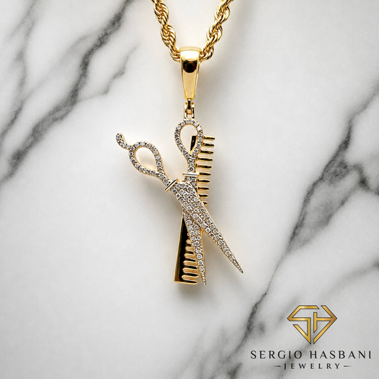 10K BARBER Diamond Pendant
