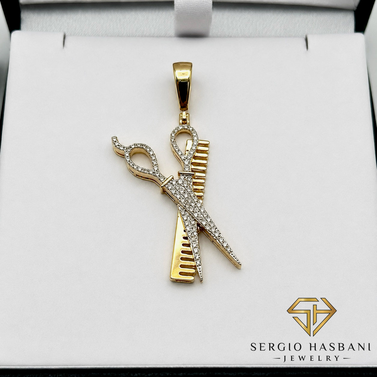 10K BARBER Diamond Pendant
