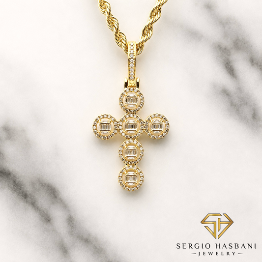 10K BG CROSS Diamond Pendant
