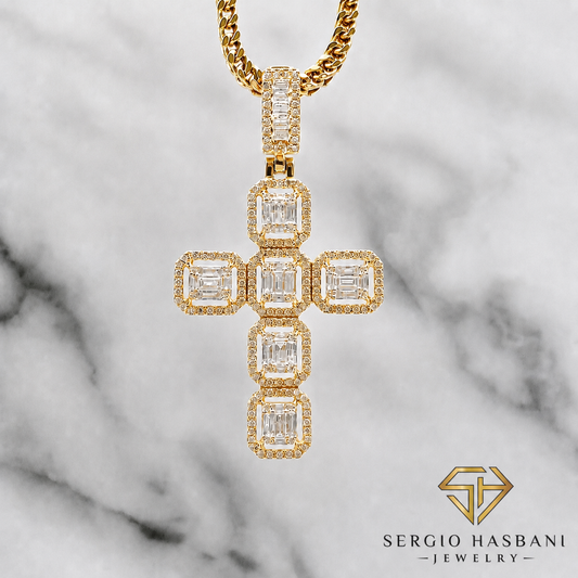 10K BG CROSS2 Diamond Pendant