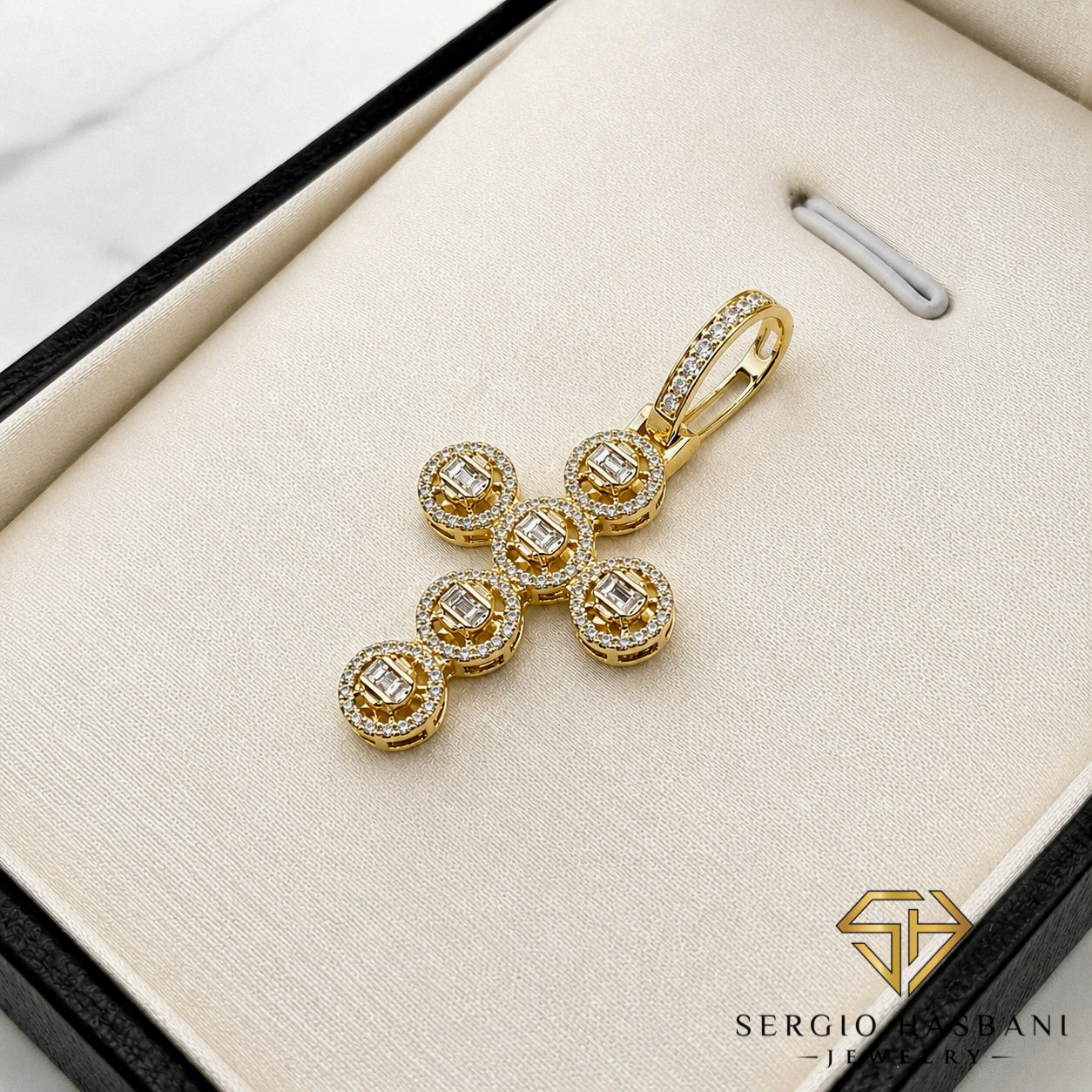 10K BG CROSS Diamond Pendant