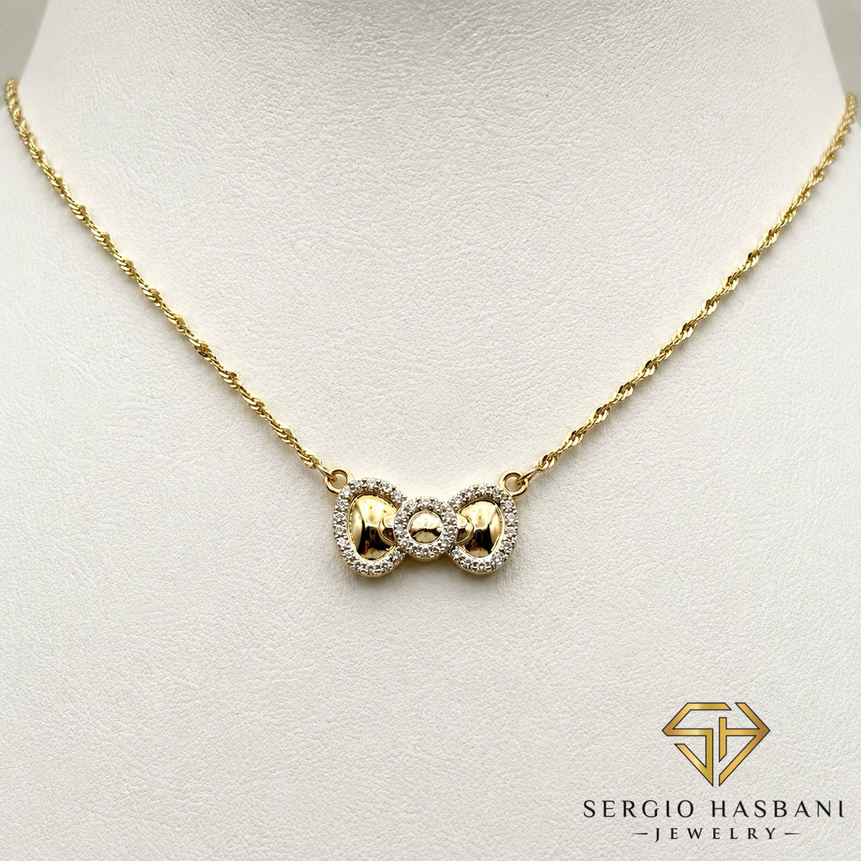 10K BOW Diamond Necklace