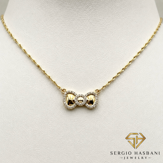 10K BOW Diamond Necklace