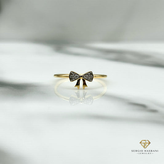 10K BOW Diamond Ring