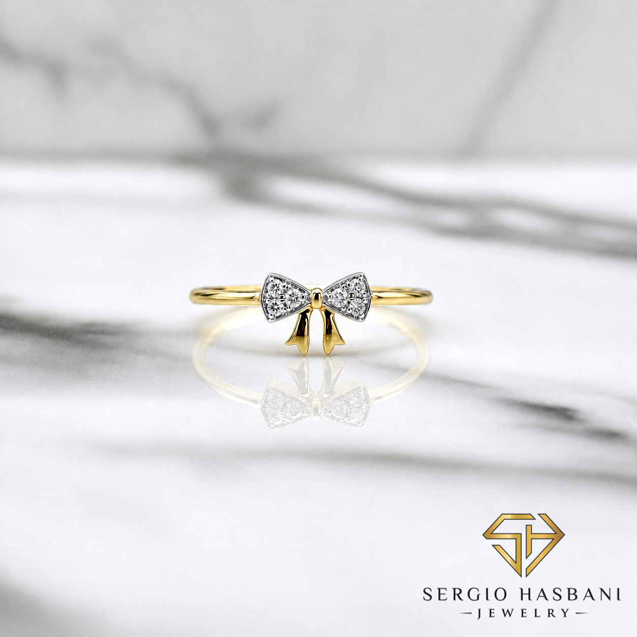 10K BOW Diamond Ring