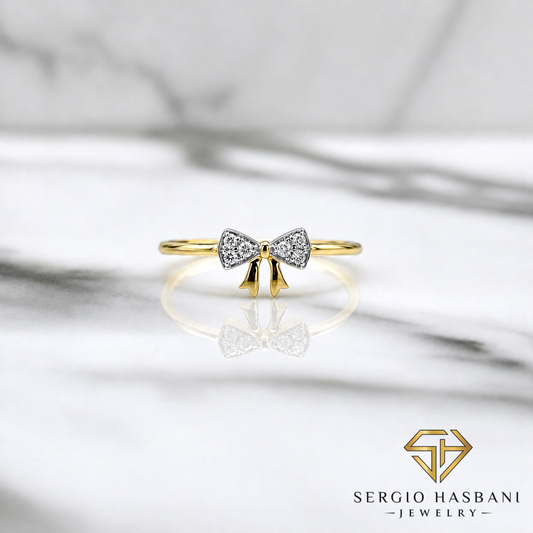 10K BOW Diamond Ring
