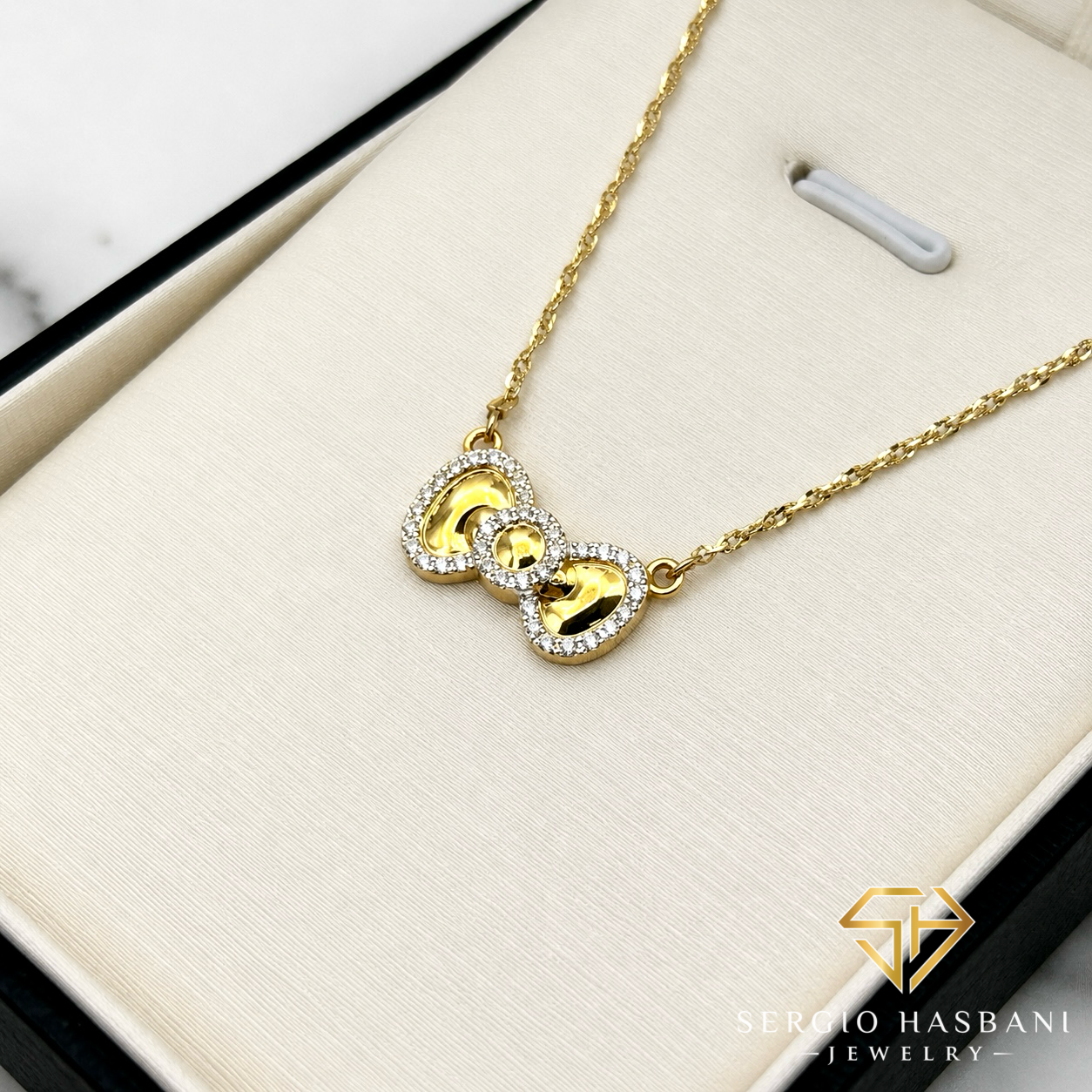 10K BOW Diamond Necklace