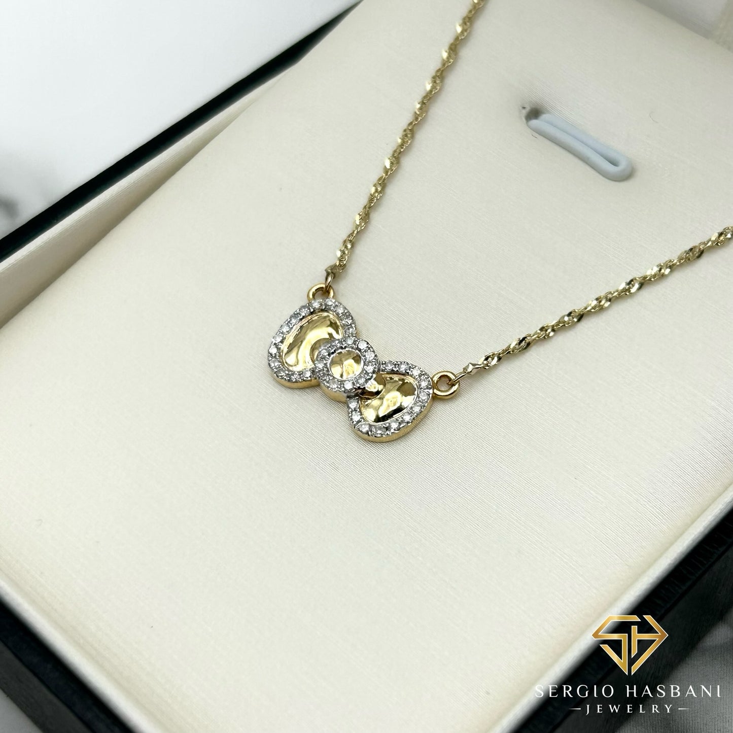 10K BOW Diamond Necklace