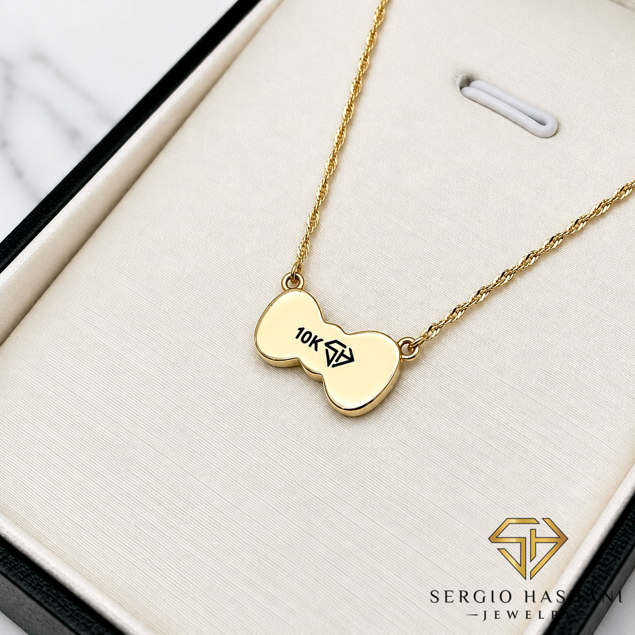 10K BOW Diamond Necklace