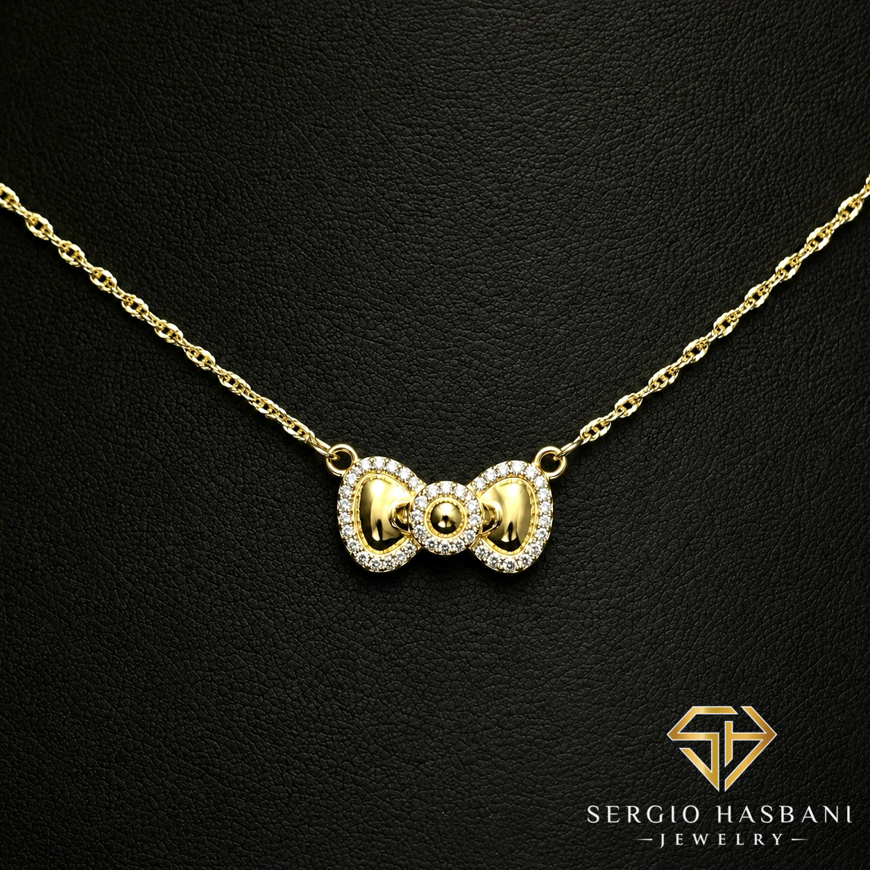 10K BOW Diamond Necklace