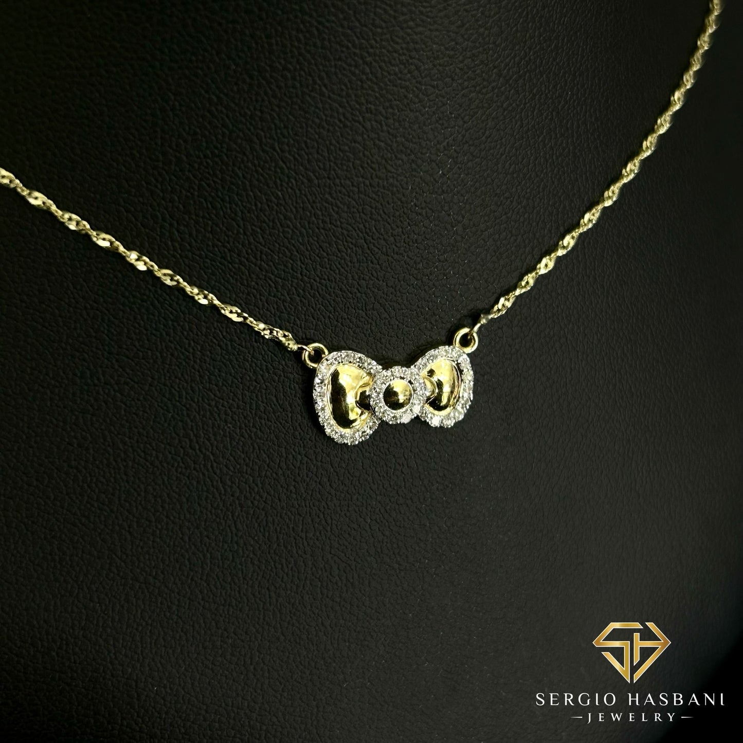 10K BOW Diamond Necklace