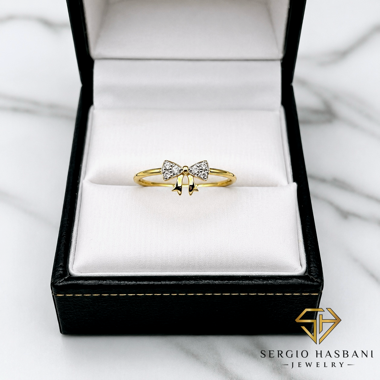 10K BOW Diamond Ring