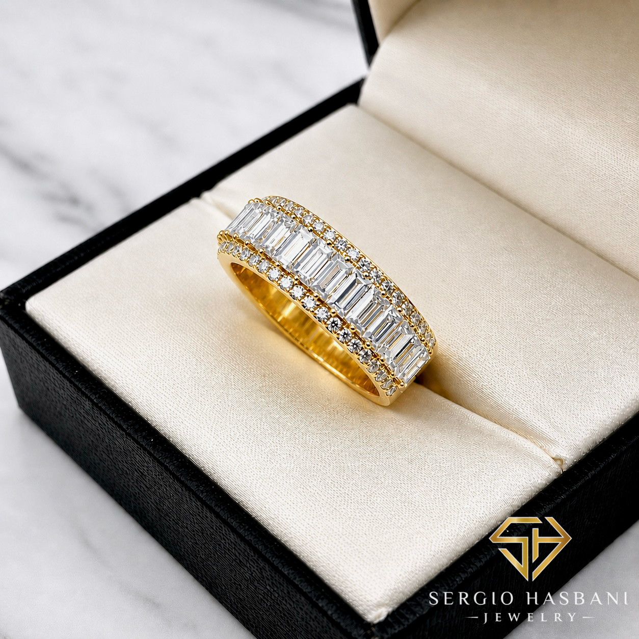 10K BRICKSET VVS Lab Diamond Ring