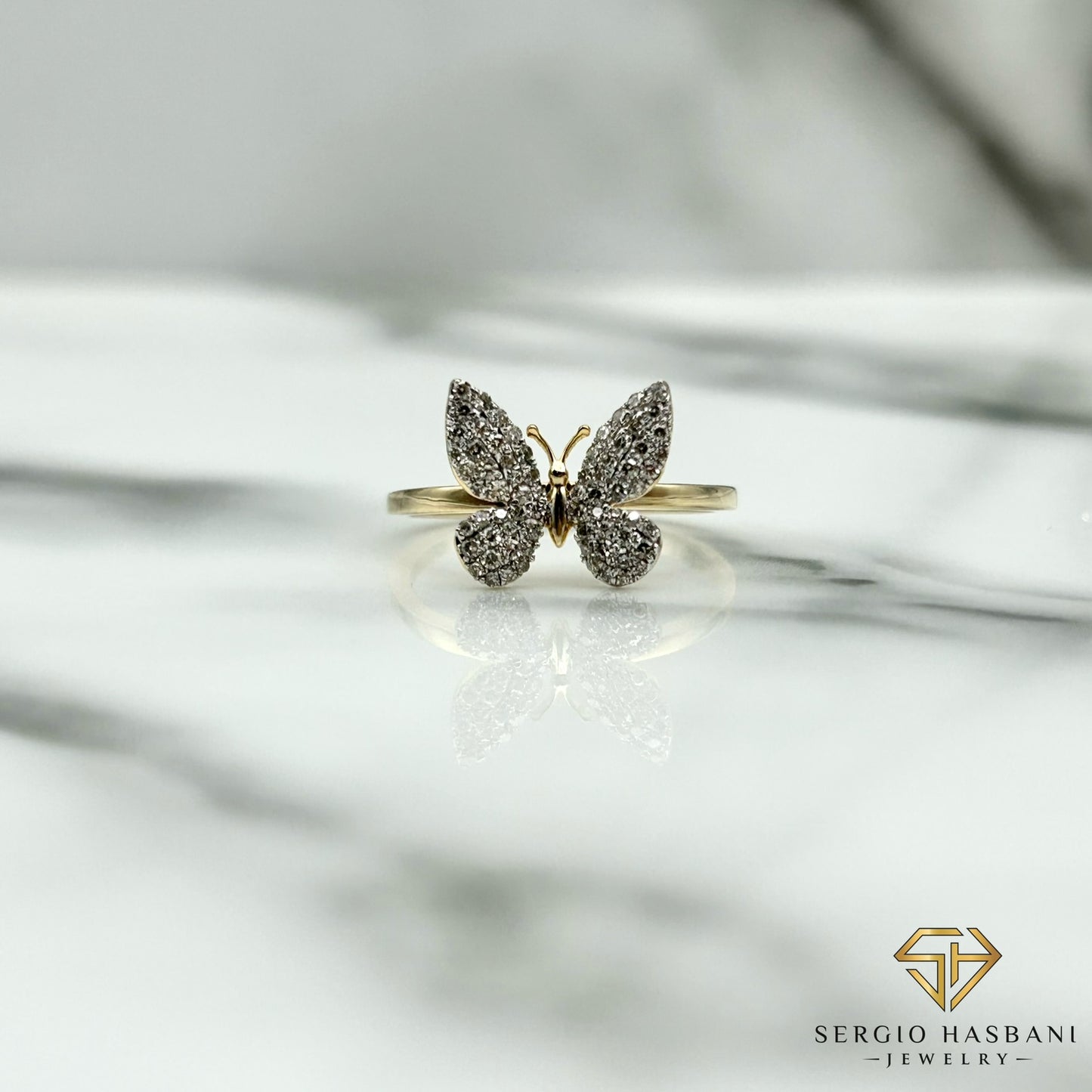 10K BUTTERFLY Diamond Ring