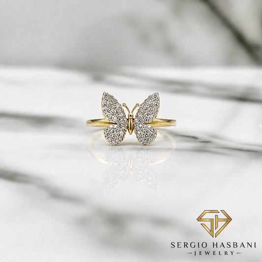 10K BUTTERFLY Diamond Ring