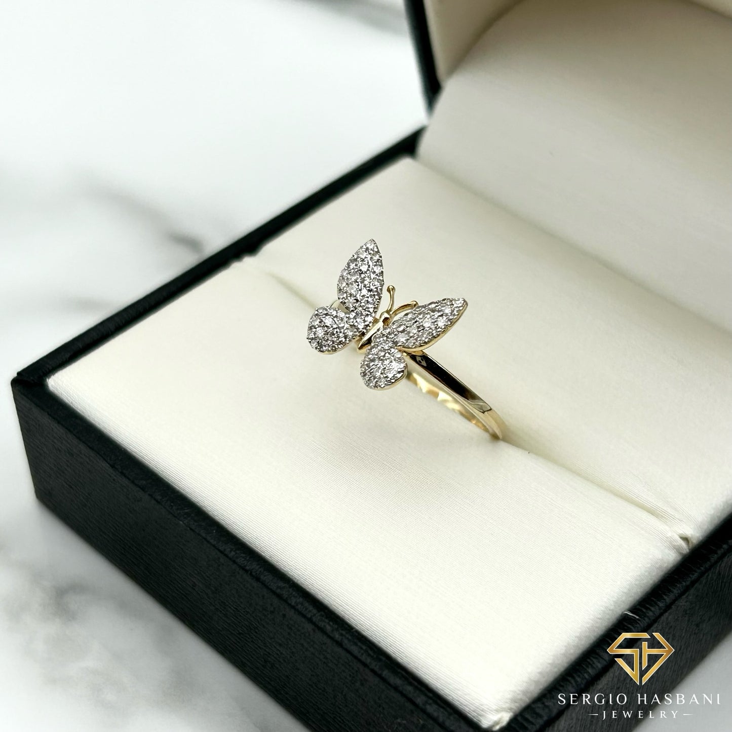 10K BUTTERFLY Diamond Ring