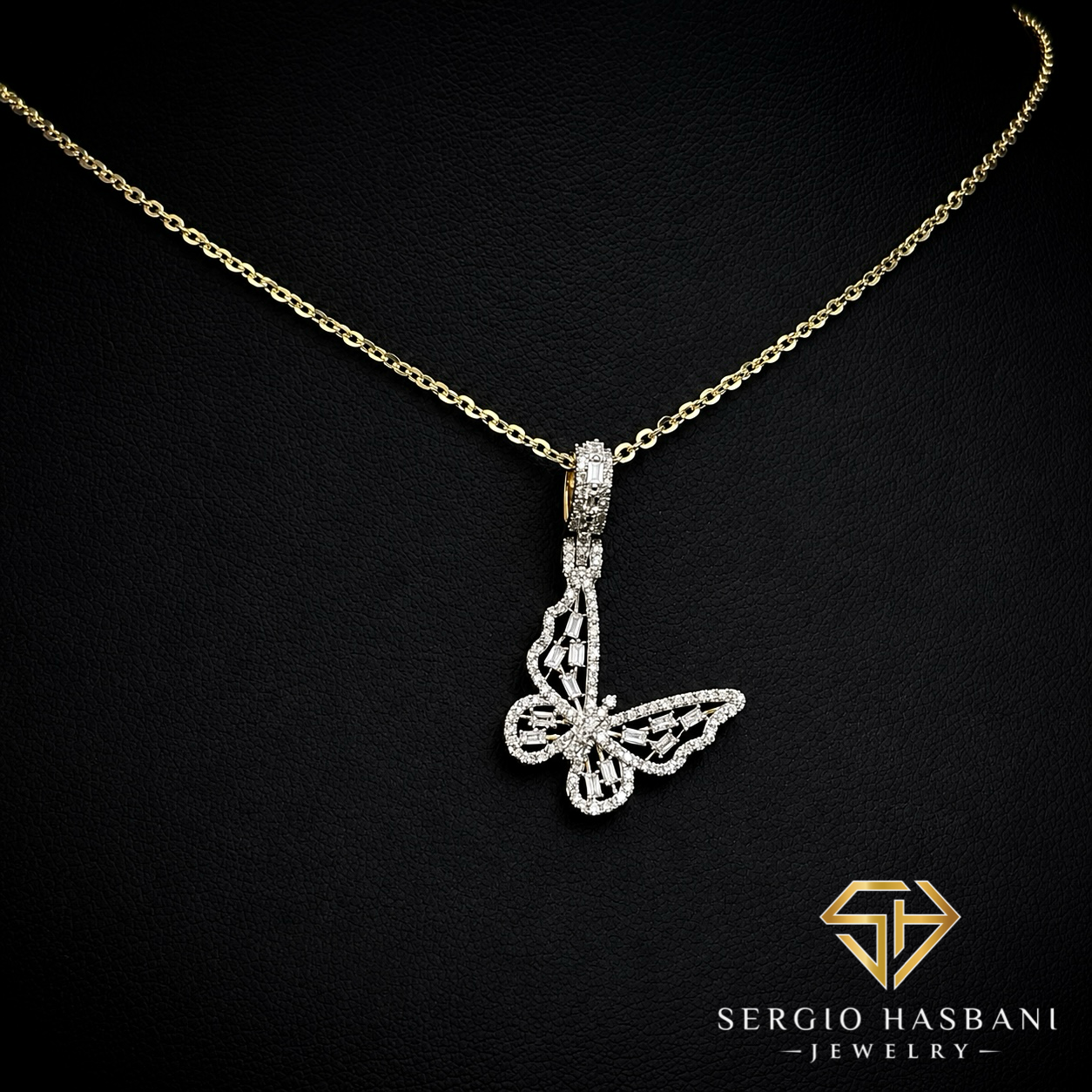 10K BUTTERFLY BG Diamond Necklace