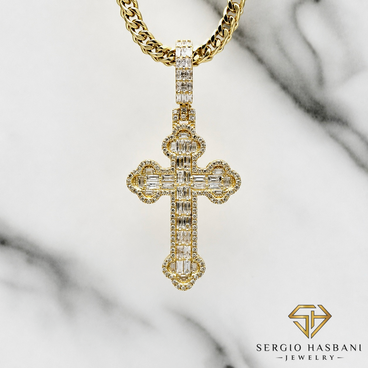 10K CELTO Diamond Cross Pendant