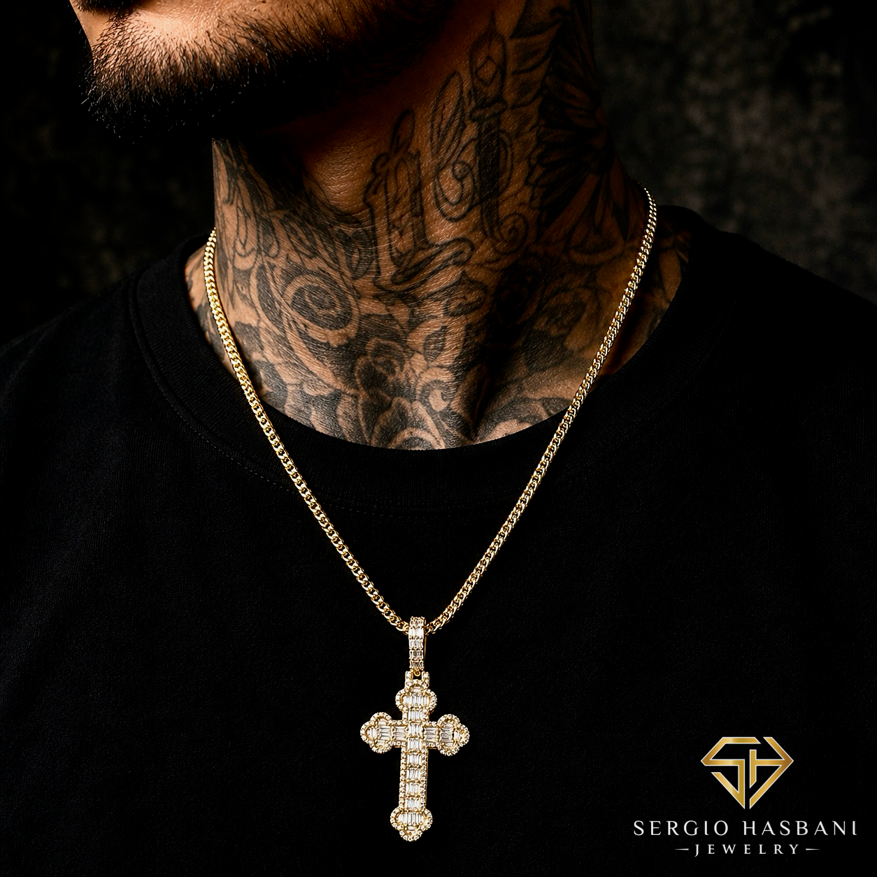 10K CELTO Diamond Cross Pendant