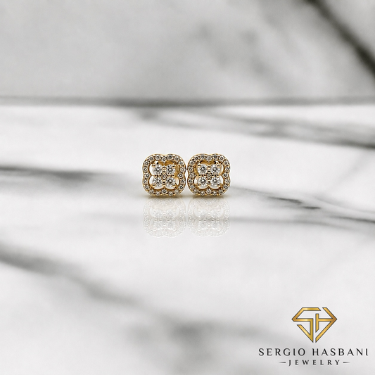 10K CLAV Diamond Earrings