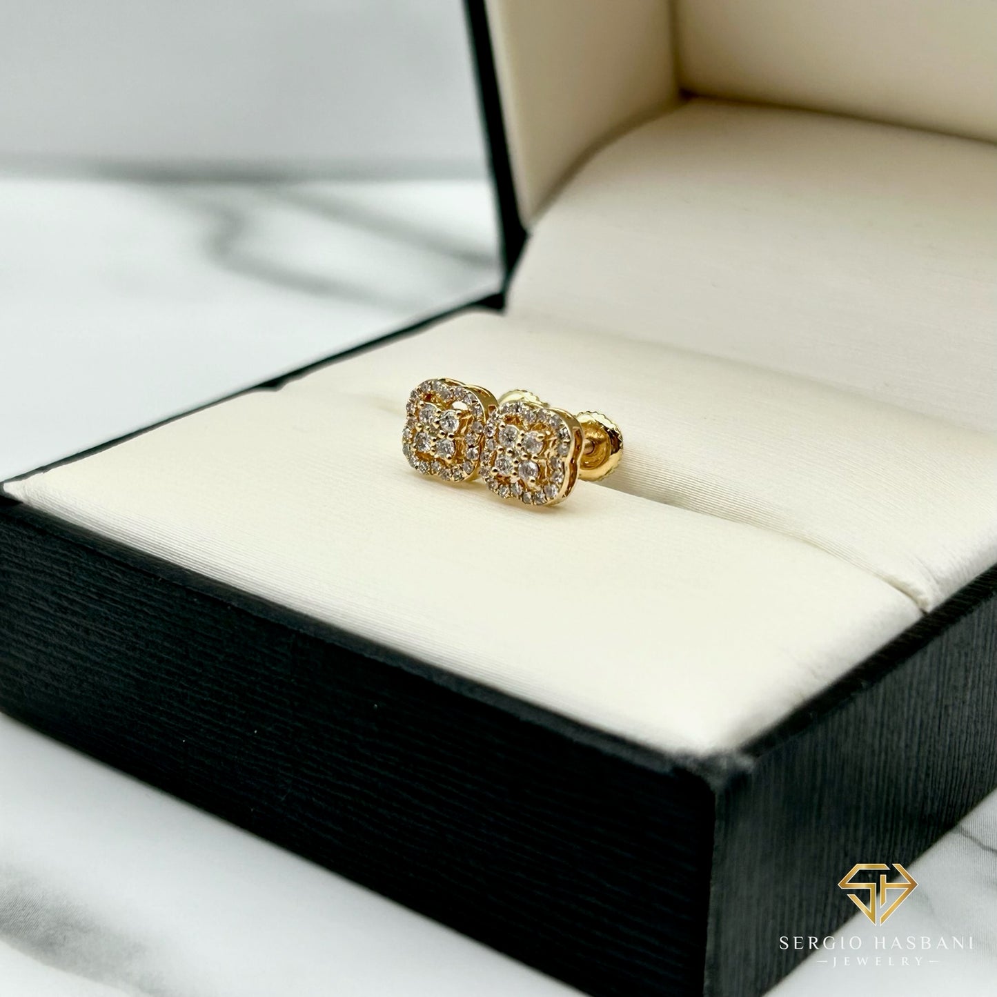 10K CLAV Diamond Earrings