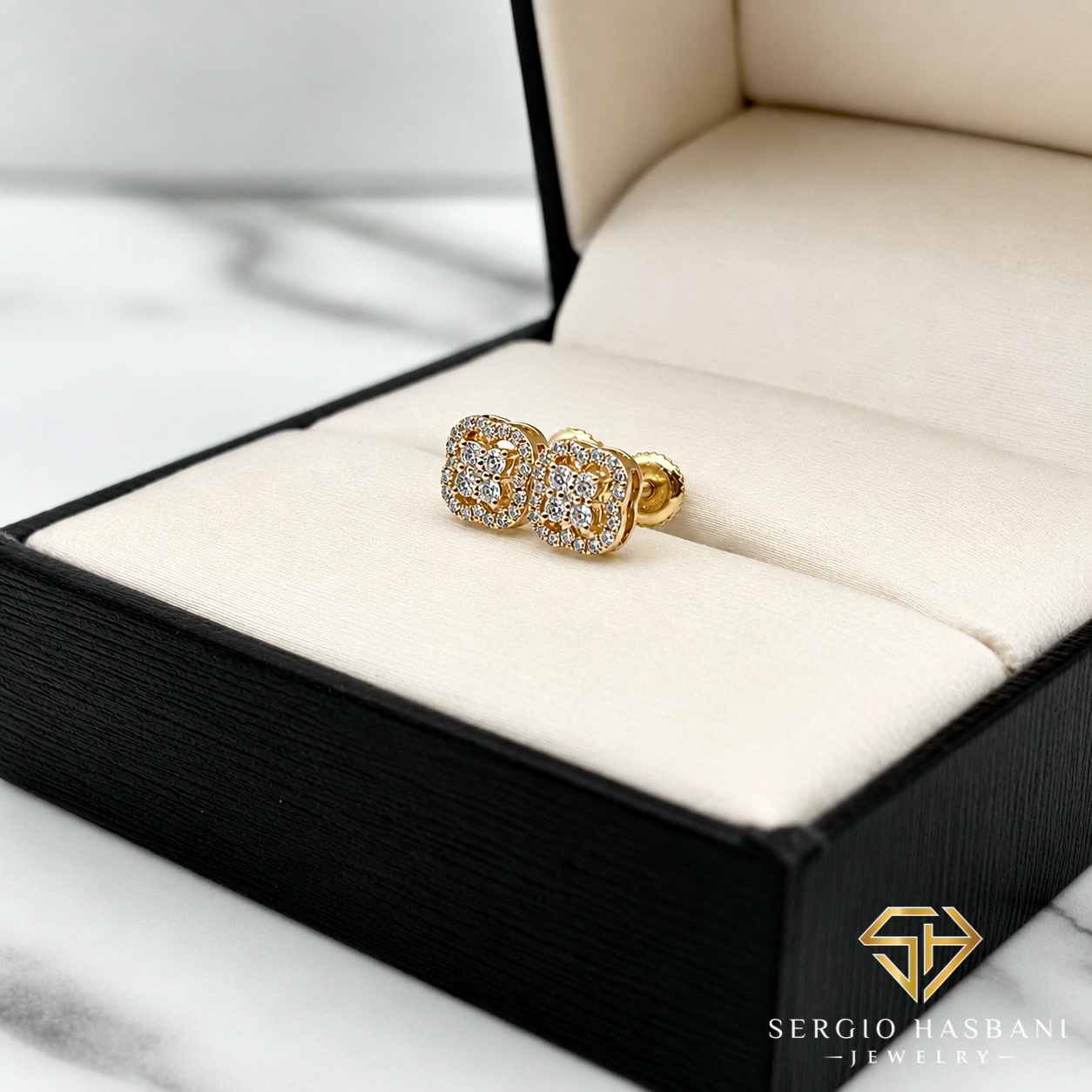 10K CLAV Diamond Earrings
