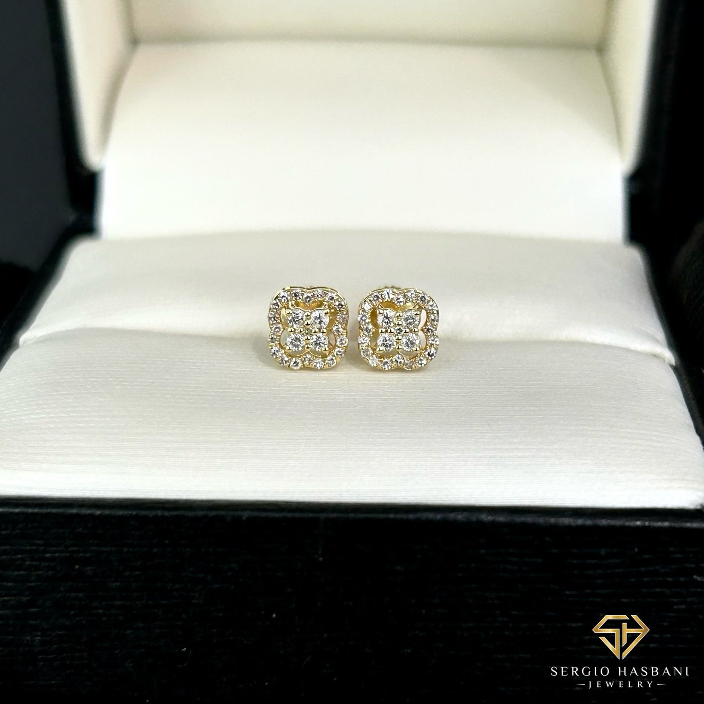 10K CLAV Diamond Earrings