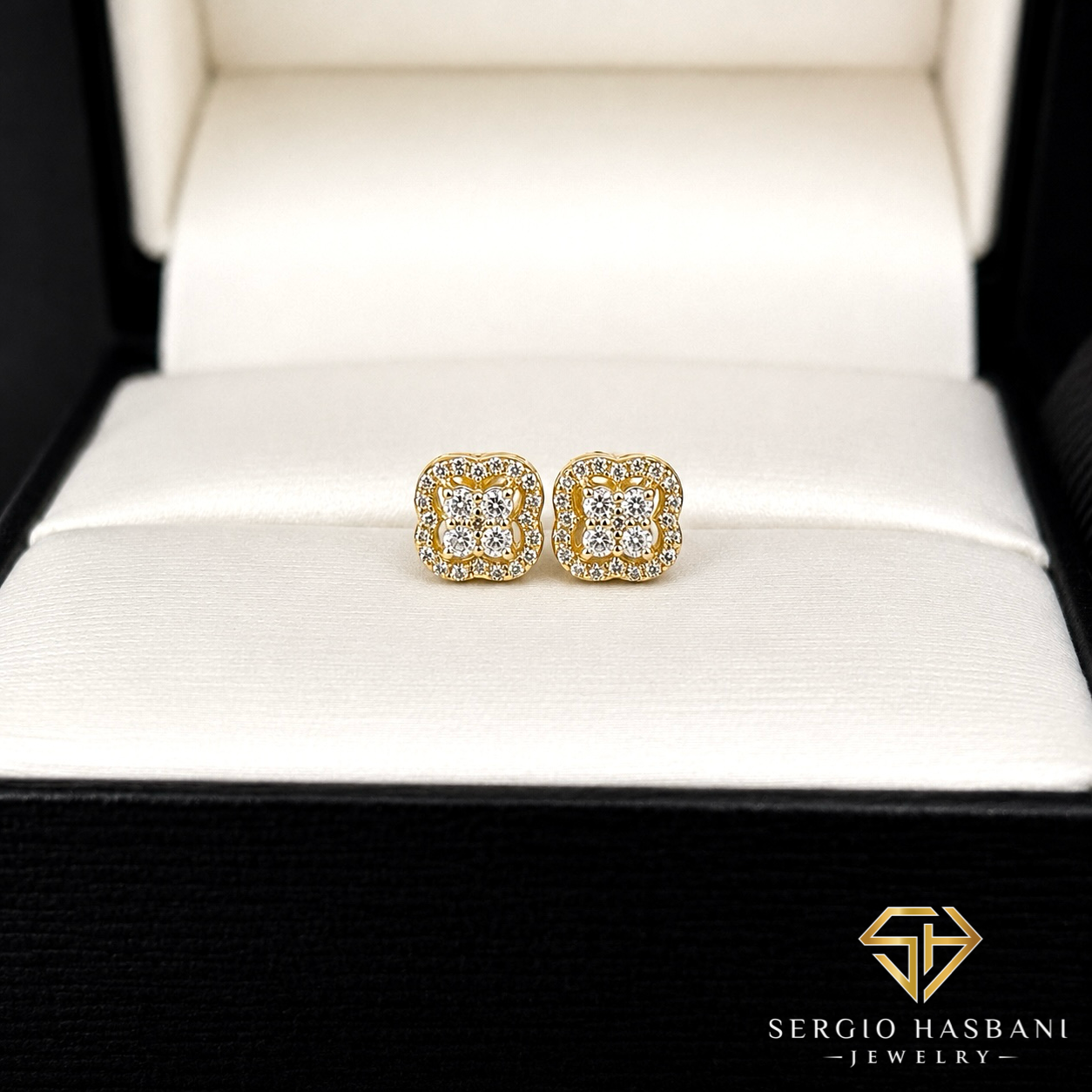 10K CLAV Diamond Earrings