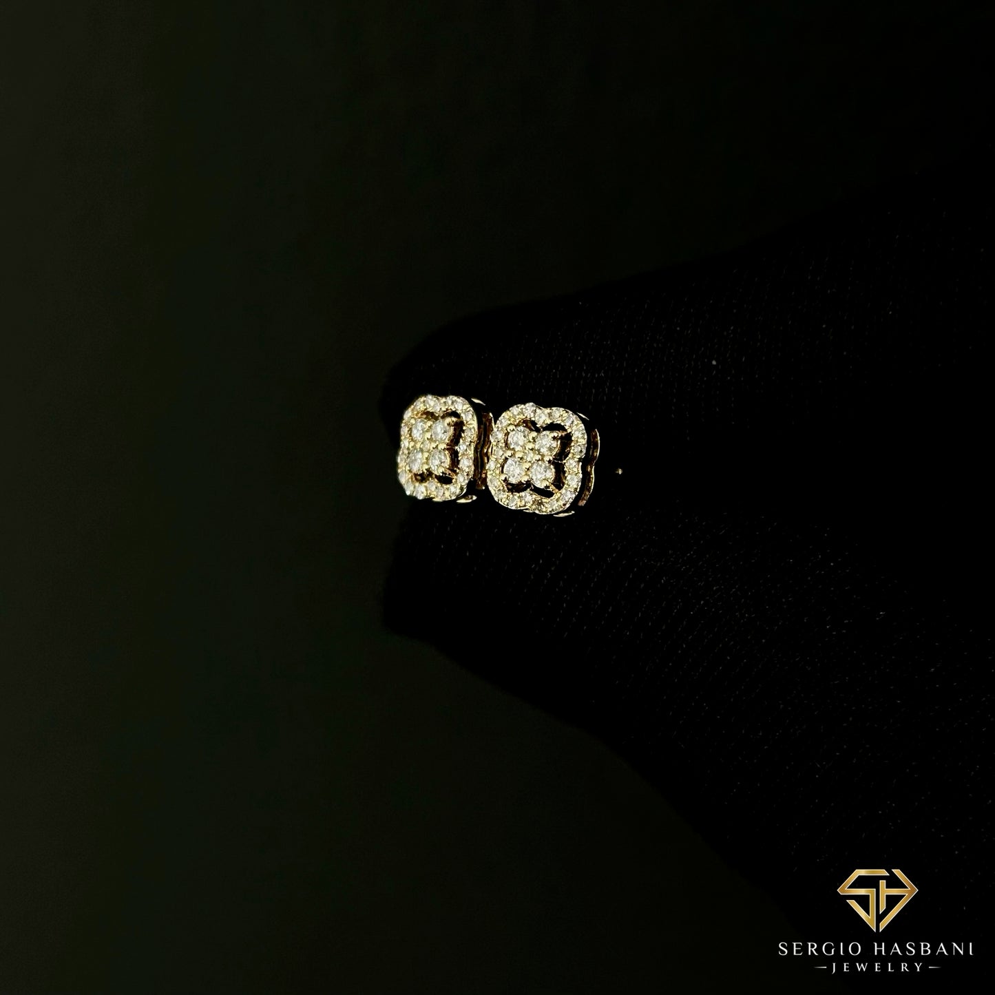 10K CLAV Diamond Earrings
